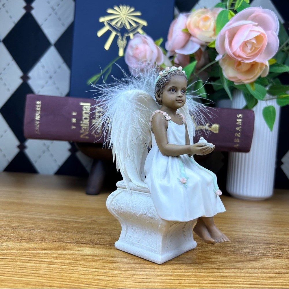 Sweet Child Angel Figurine Sculpture Nurturing Birds Home Décor Collectible Rare - Picture 9 of 12